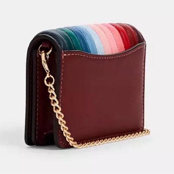 Coach Leather Striped Mini Multicolor Crossbody Wallet/Bag NWOT - Picture 2 of 6